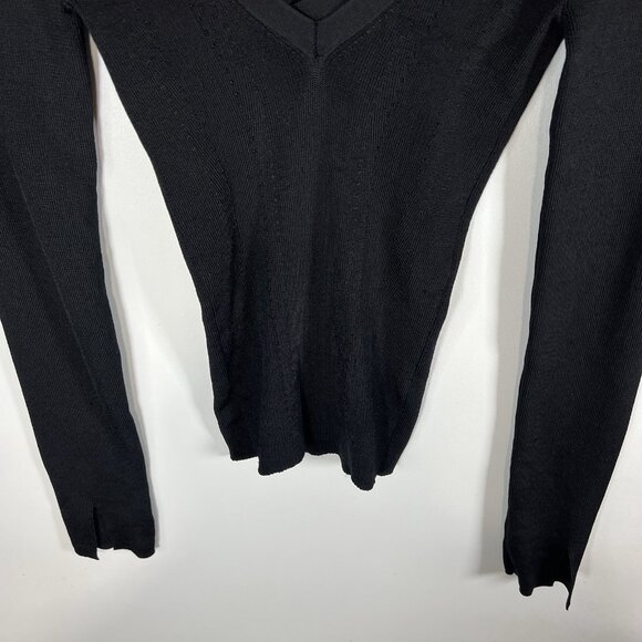 Free People Women's Bodycon Peephole Black Pullover Sweater Viscose Medium Boho - Picture 3 of 9